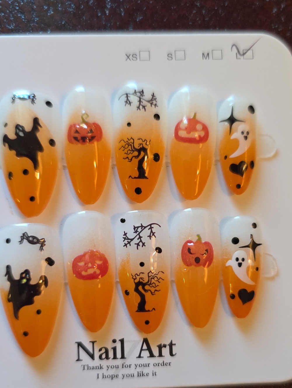 Orange Halloween Nail Art Tips -size Large